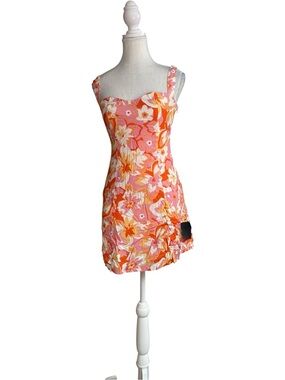 Lulus Ashlea Sweetheart Mini Dress Pink Orange Floral